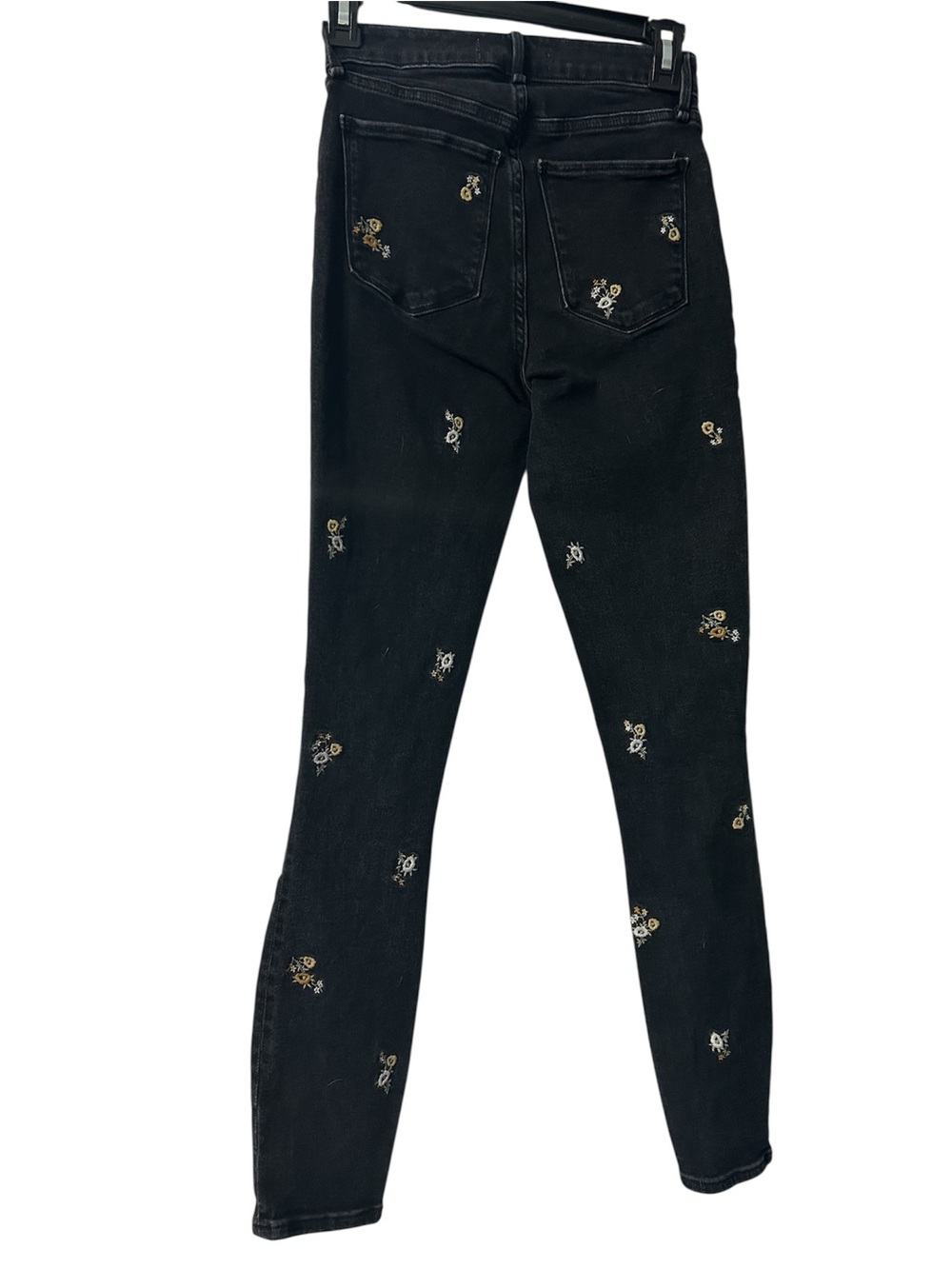 Abercrombie & Fitch Rise Super Skinny Ankle Embroidered Floral Black Wash Jeans - Picture 3 of 11